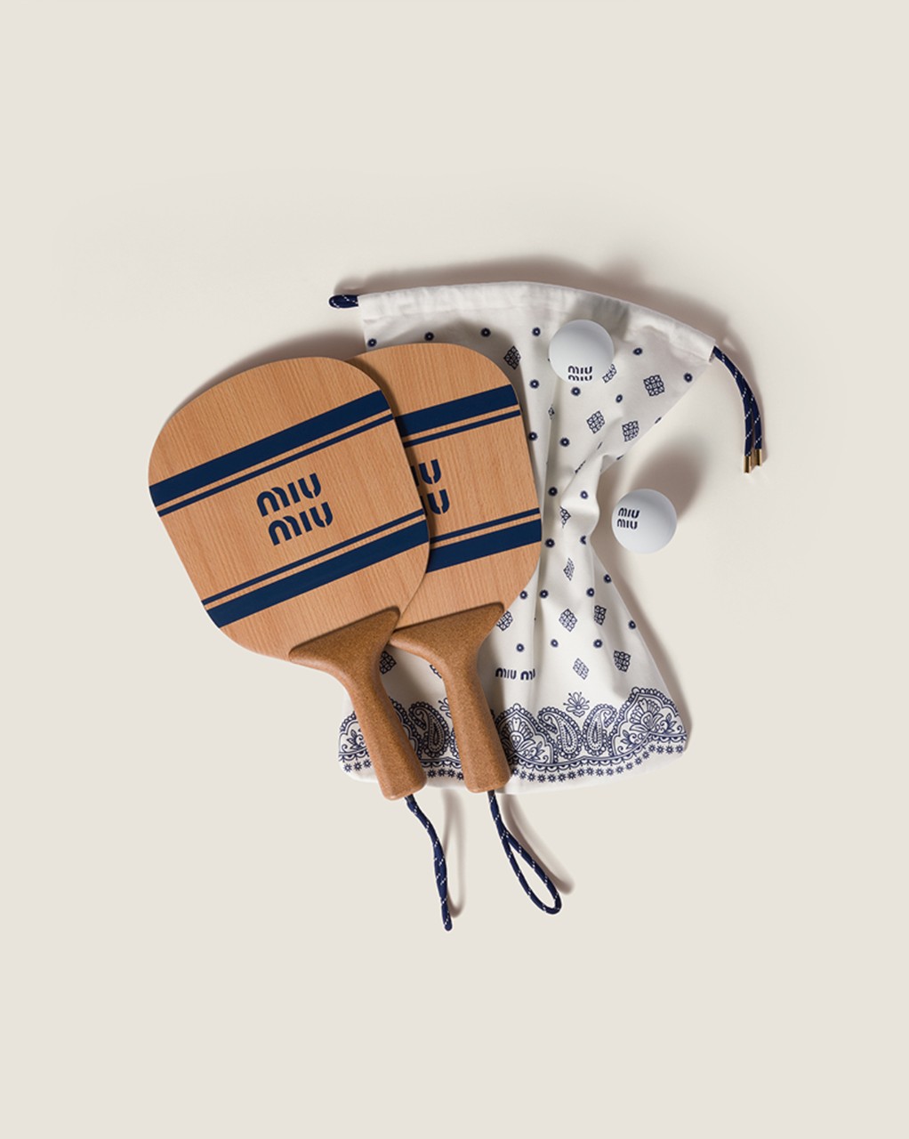 Wood beach racket set